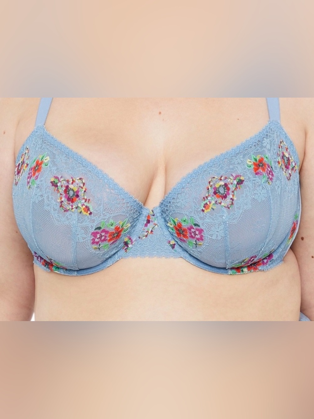 SAVAGE X FENTY Dolled Up Unlined Lace Demi Bra Glacier Blue Dainty Doll NWT 38DD